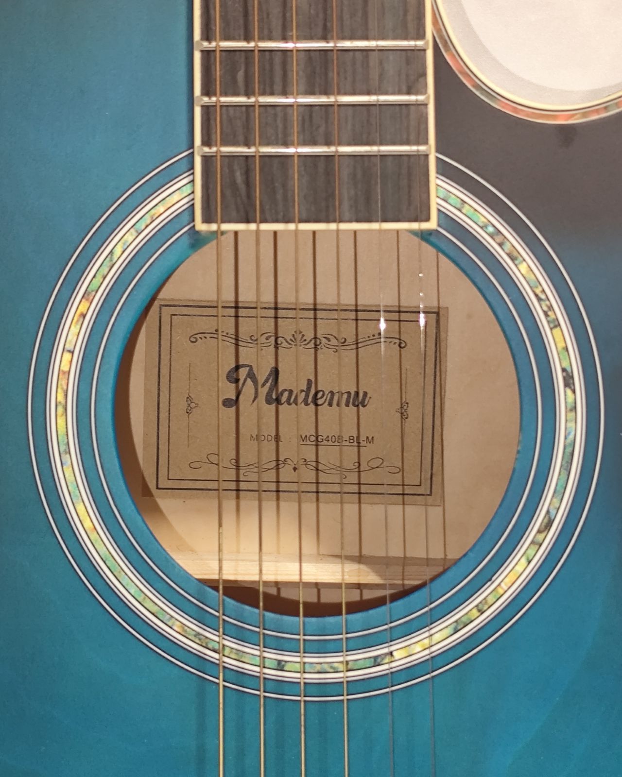 Mademu MCG40B-BL-M アコースティックギター ブルー ケース・付属品