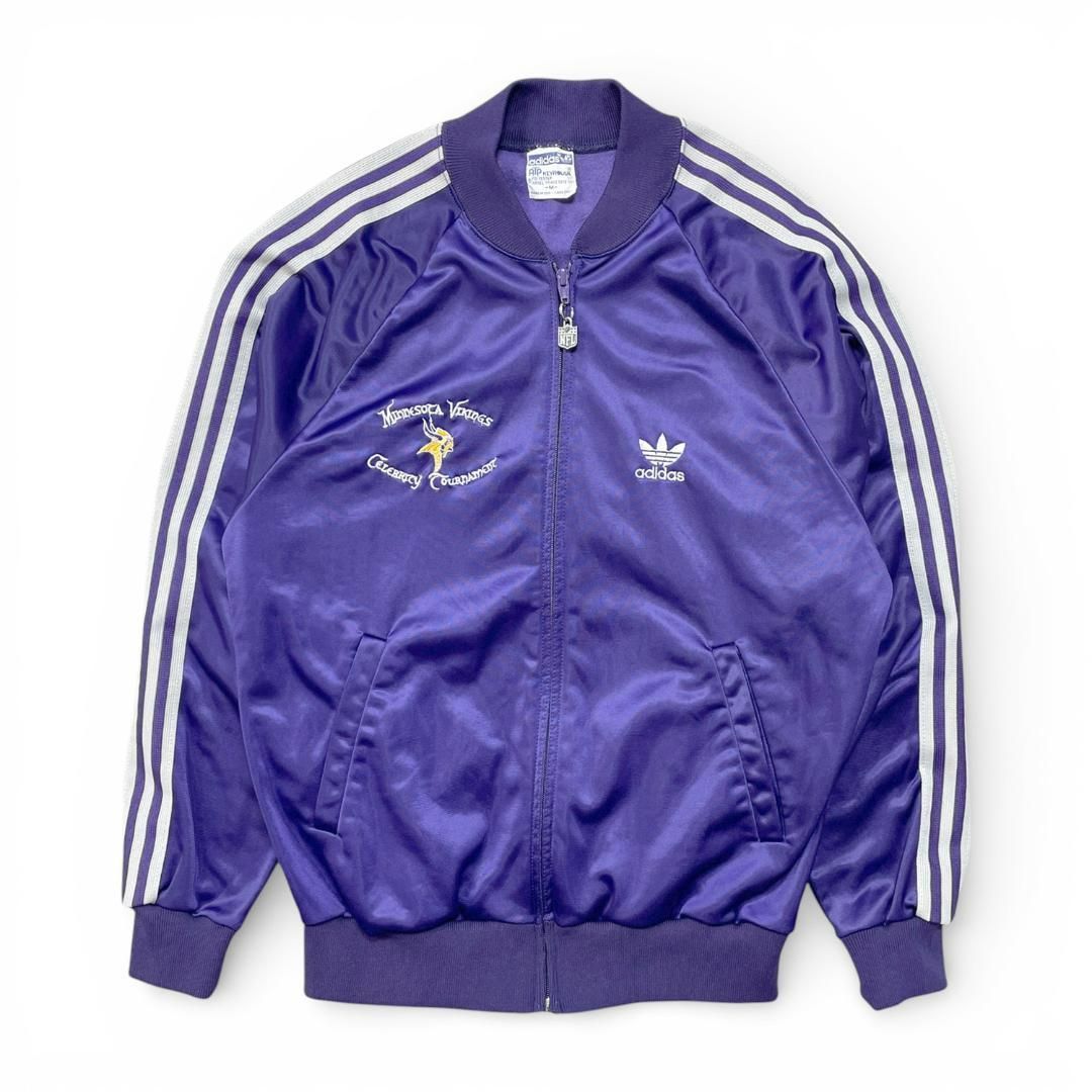 古着 80S USA製 adidas アディダス ヴィンテージ NFL ミネソタ バイキングス ATP トラックジャケット ジャージ パープル メンズM AM0170