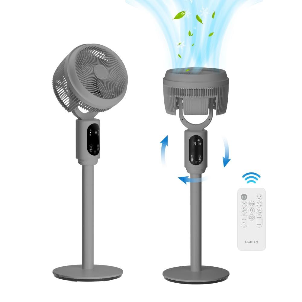 扇風機 リビング サーキュレーター 【2024節電対策＆3D首振り】 風量3段階調節 4モード 扇風機 ACモーター 静音 リモコン付き リビング 卓上 両用 さーきゅれーたー 省エネ 入/切タイマー リモコン付き 高さ調整可能 パワフル送風 069cc3b5
