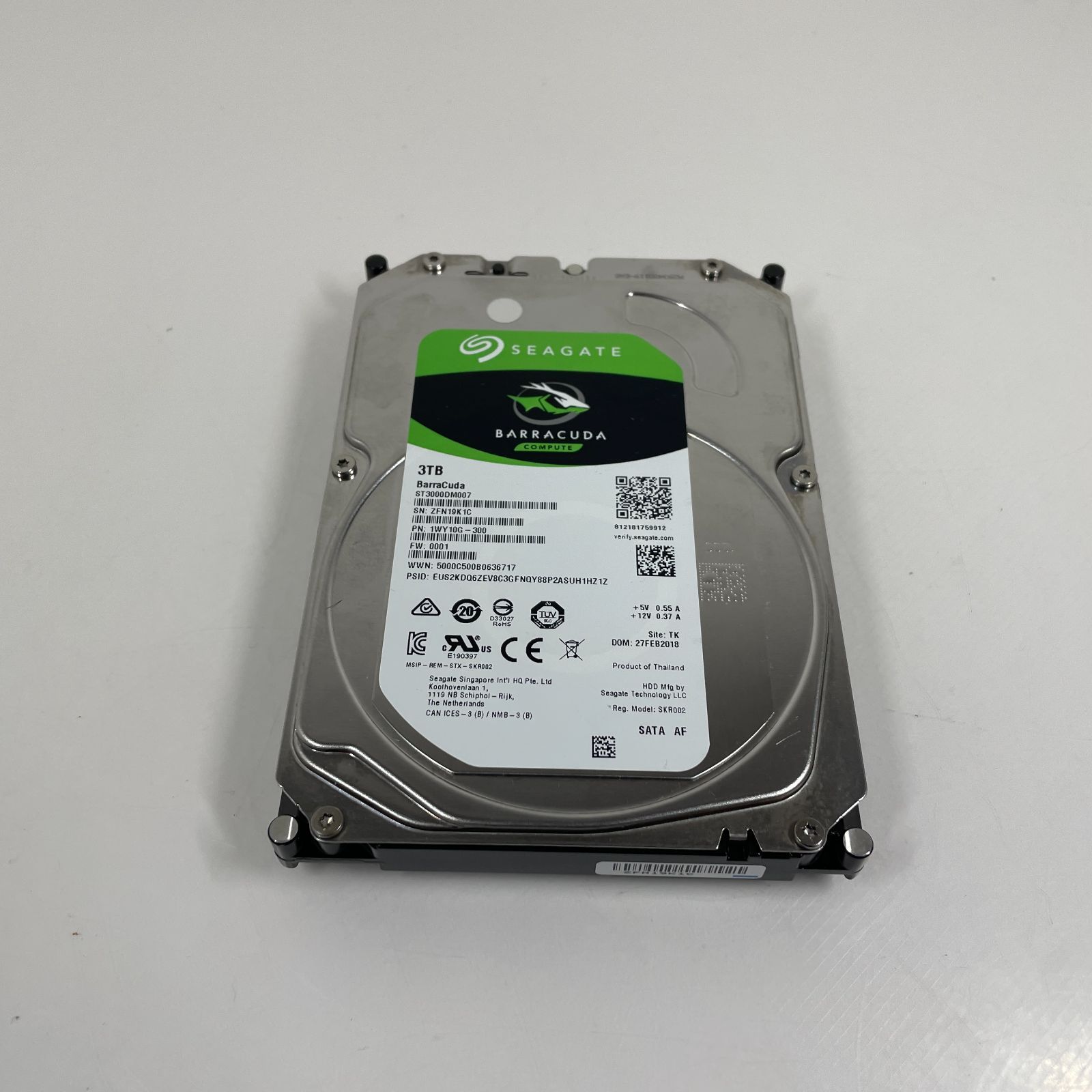 【中古・美品】 Seagate BarraCuda 3TB HDD ST3000DM007 №1562