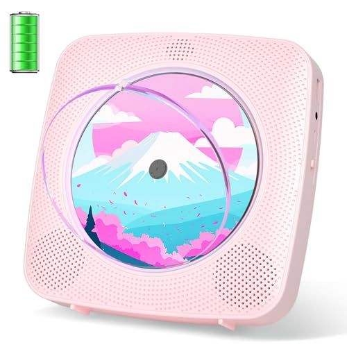 Gueray cdプレーヤー Bluetooth受信/送信 充電可能 壁掛け可能 ステレオスピーカー内蔵 CDプレイヤー FMラジオ USB再生モード 操作簡単 リピート/A-Bリピート再生 mp3対応 イヤホン対応 CDラジカセ 防塵カバー 53953dd1