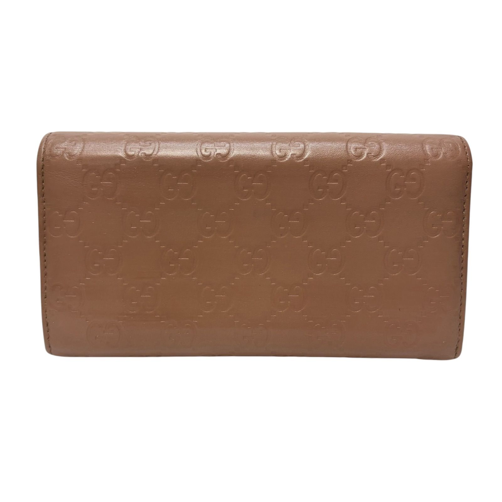 レディース 4699 GUCCI グッチ 長財布 GG シマレザー ピンクベージュ 