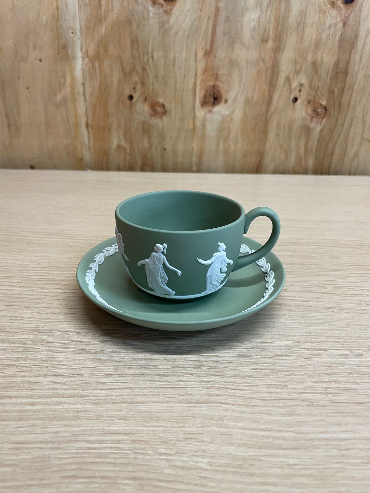 WEDGWOOD　ウェッジウッド　ジャスパー ダンシングアワー カップ&ソーサー　セージグリーン　箱無し