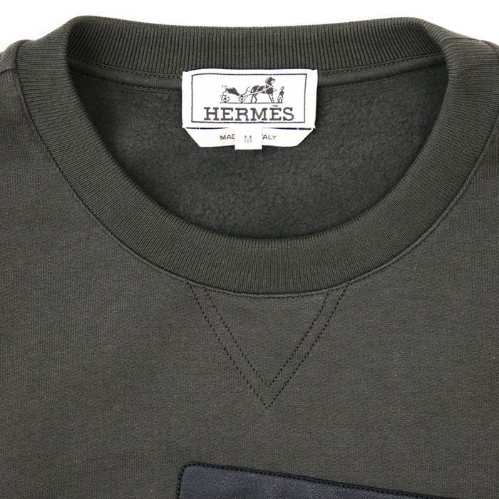 美品】HERMES エルメス スウェット サイズ M メンズ レザーパッチ 