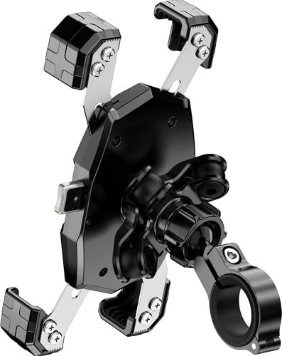 Kaedear(カエディア) バイク スマホホルダー 振動吸収 バイク用スマホホルダー 携帯ホルダー ファイバー強化樹脂&アルミ ハンドル/ミラー 原付 オートバイ 自転車/高い脱着操作性/スマホ厚さ15mmまで/縦長スマホ対応/カメラ突き出 f7d6d727