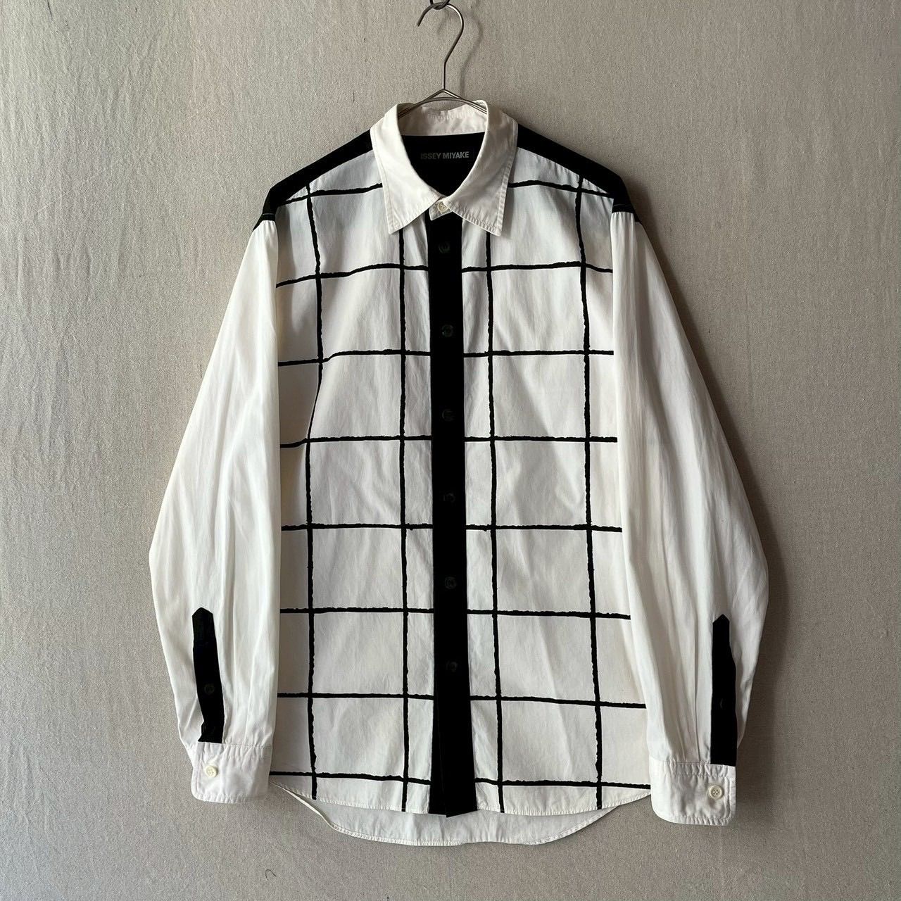 00ss ISSEY MIYAKE シャツ / 2 コットン ホワイト ブラック チェック T6-04064-9940 17,753円