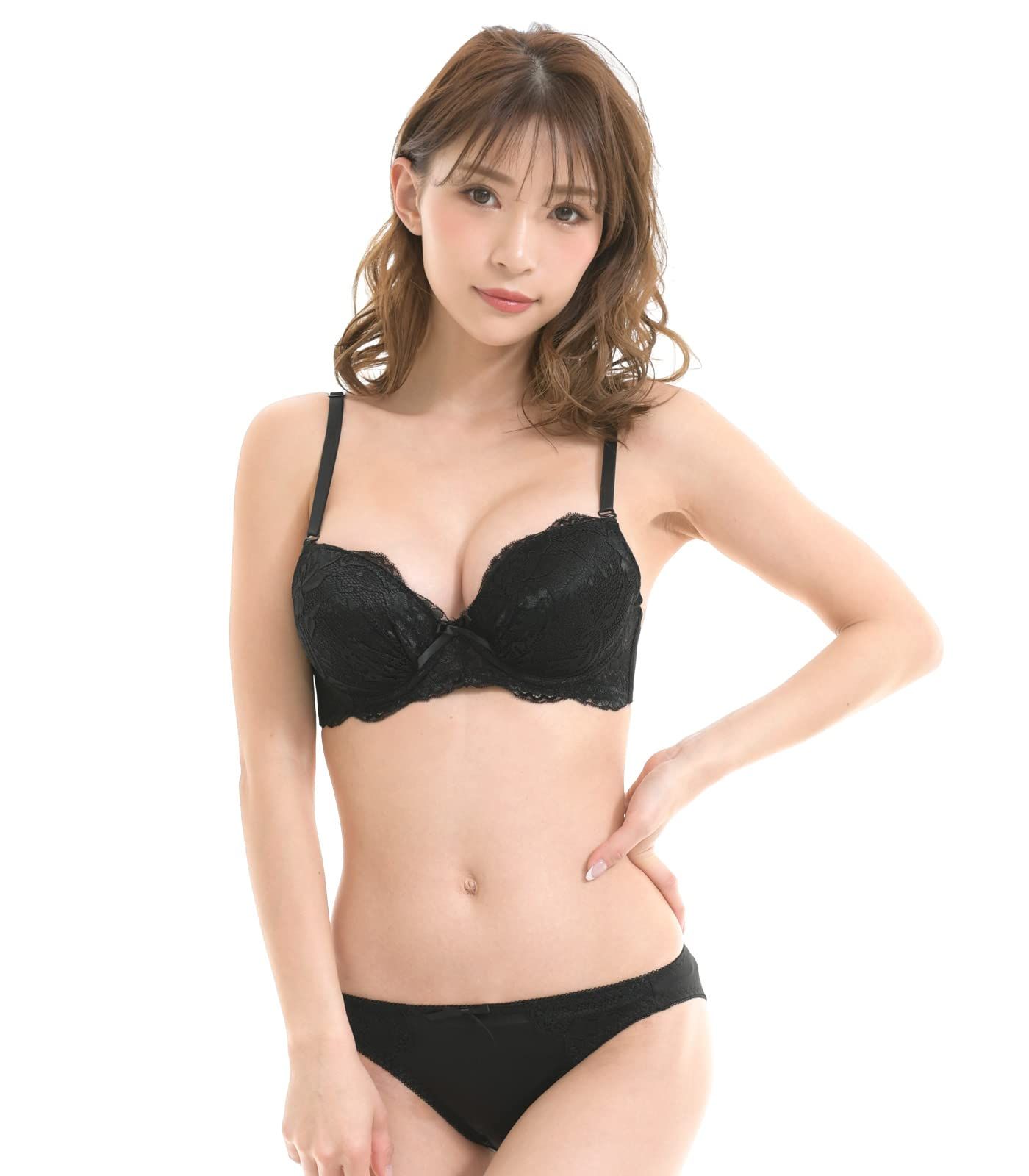 Laulea Akoakoa ブラック E85 レディース ブラ ブラジャー ショーツ 上下 セット 下着 女性 レース ランジェリー 女性下着 ブラショーツセット ブラショーツ セクシー 大人っぽい 女性下着派手 ポ