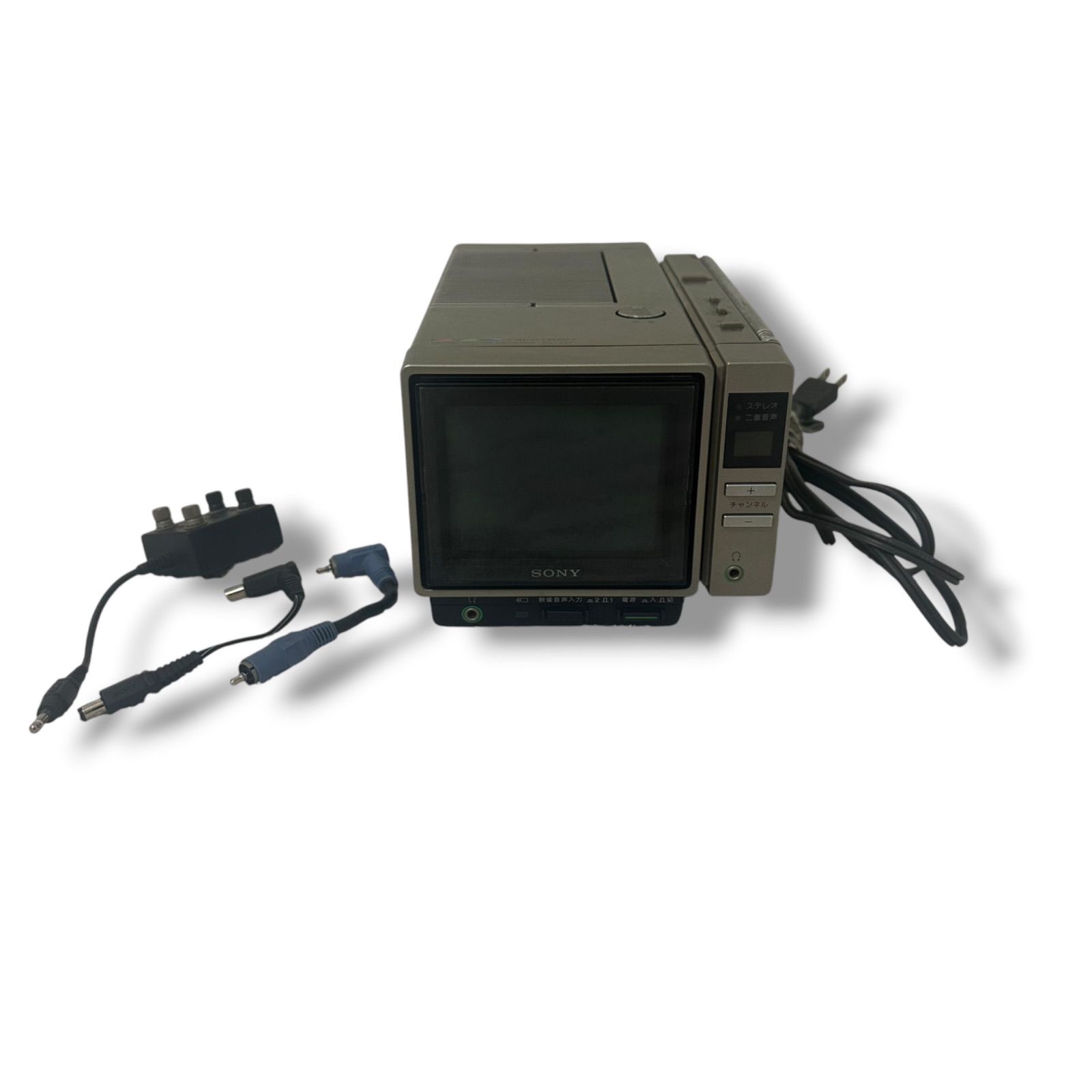 【希少、動作品】SONY ブラウン管 マイクロカラーモニター テレビ TRINITRON KX-4M1 PROfeel/専用テレビチューナー VT-M1/専用ACアダプター ACP-400/ソニー