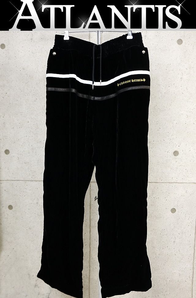 CHROME HEARTS 新宿店 クロムハーツ 新品 ロゴ刺繍 ベロア トラックパンツ メンズ size:L 黒 31237