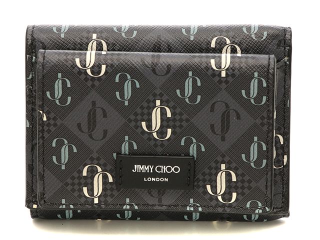 JIMMY CHOO ジミーチュウ バッグ JAYDEN 三つ折財布 ブラック/ホワイト レザー 三つ折り財布 レザー ブラック ユニセックス【中古】460