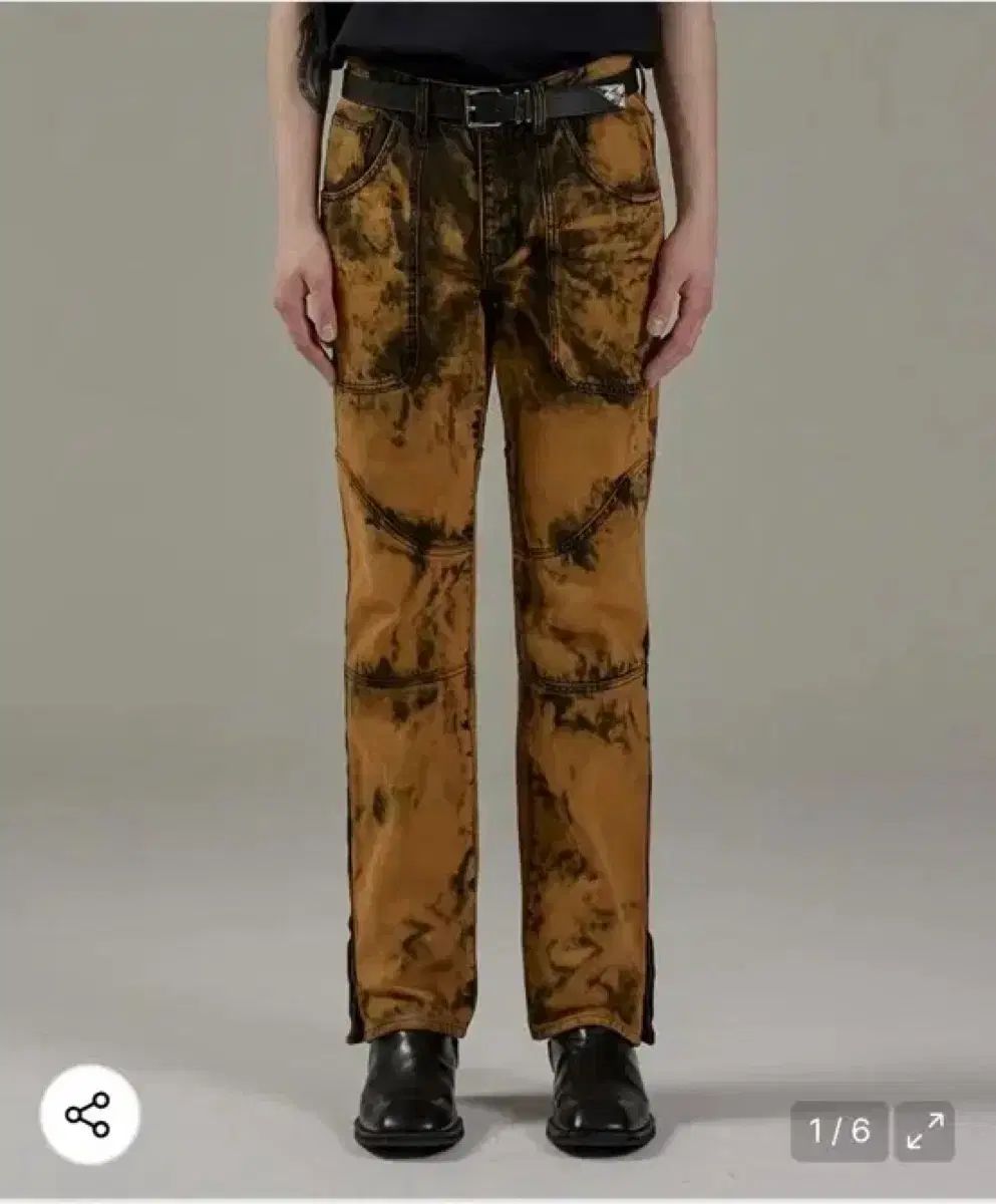 MAISON MINED メゾンミネド タイダイ ヴィンテージ ウォッシュ スリットLINE チェダ カーズ デニムパンツ 30