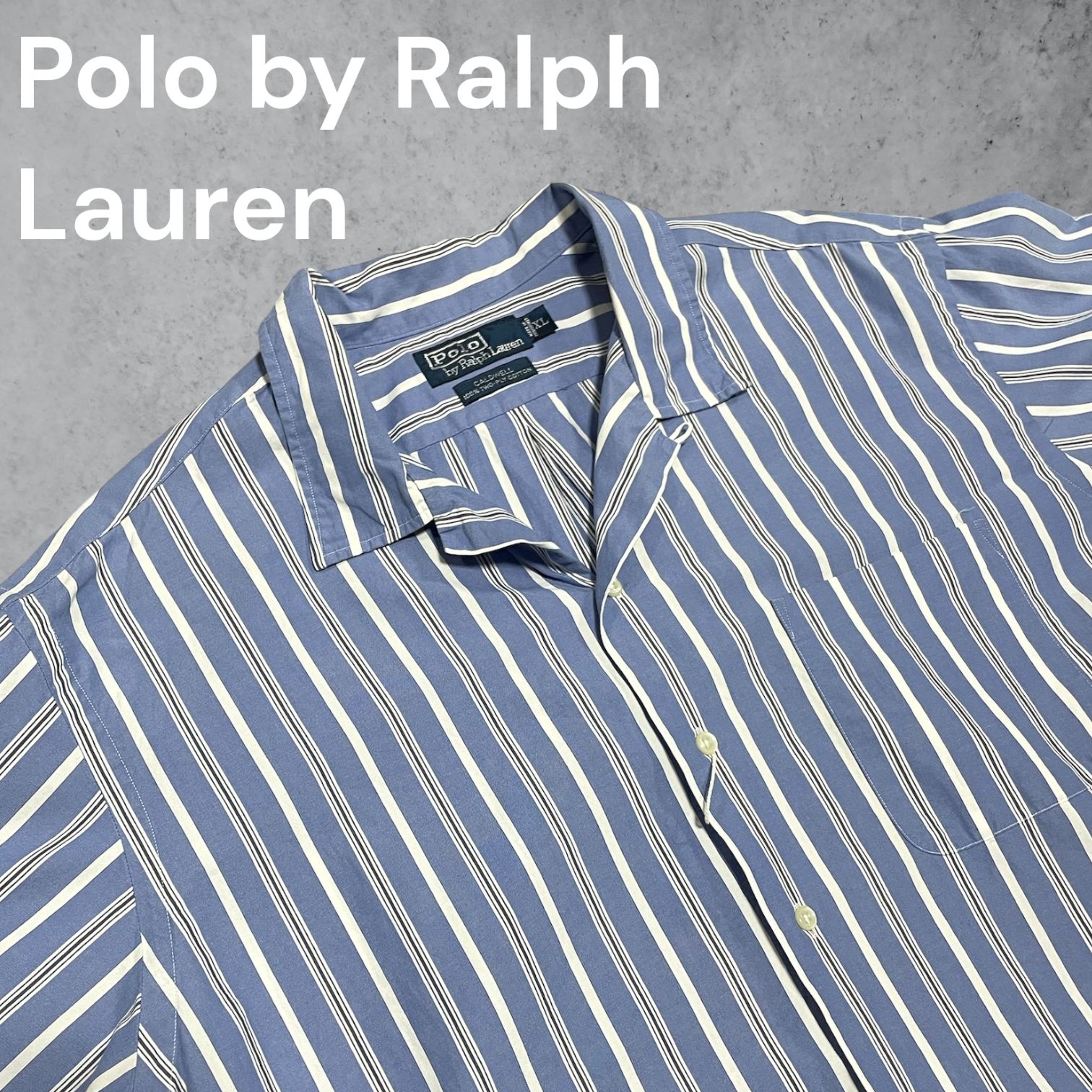 Polo by Ralph Lauren CALDWELL 開襟シャツ XL 半袖 ストライプ