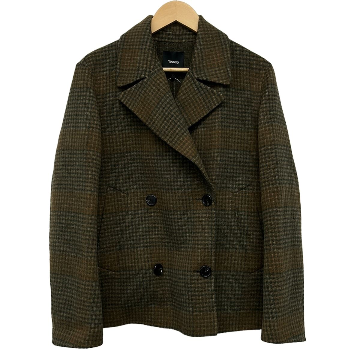 theory(セオリー) コート サイズP M レディース美品 - ブラウン 長袖/千鳥格子柄/冬