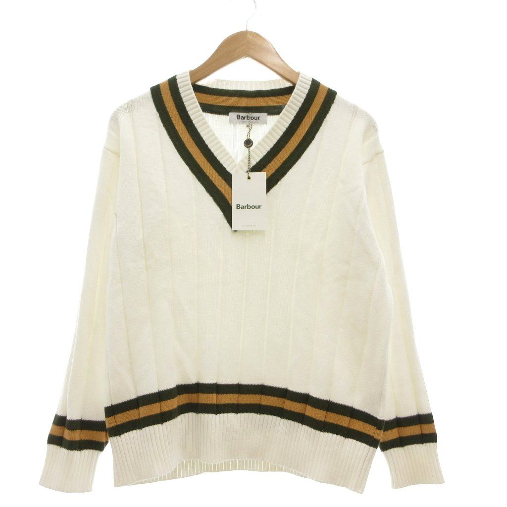 バブアー Barbour ニット セーター 40 白 ホワイト スクール チルデンコットン /MG ■GY11