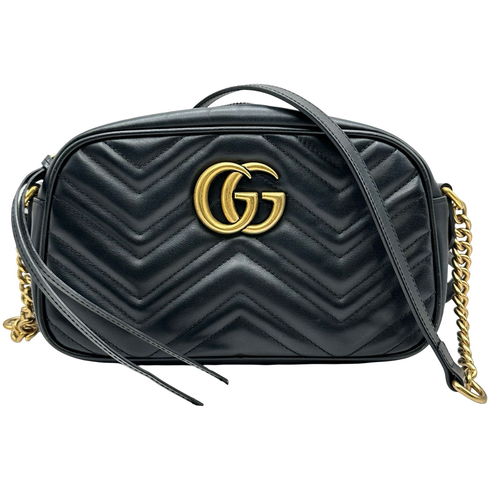 グッチ GUCCI GGマーモントショルダーバッグ 447632 ブラック レザー レディース ショルダーバッグ
