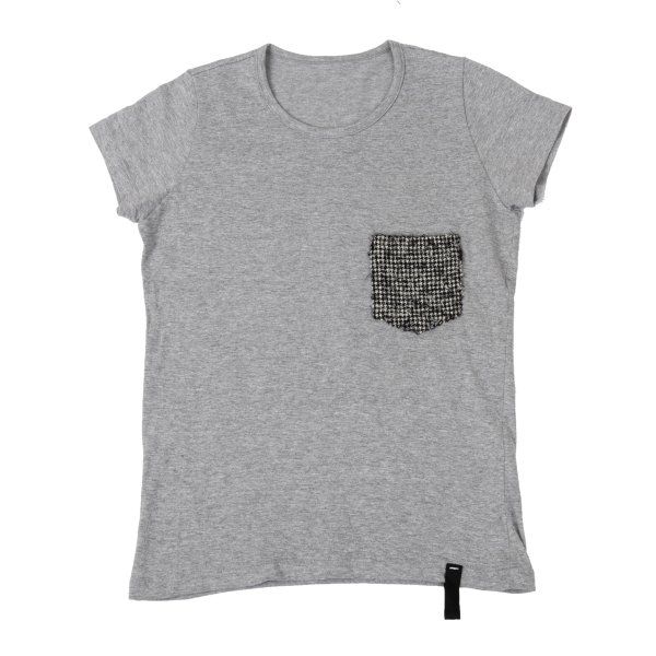 サイトs'yte ハウンドトゥースパッチポケットTシャツ グレーS