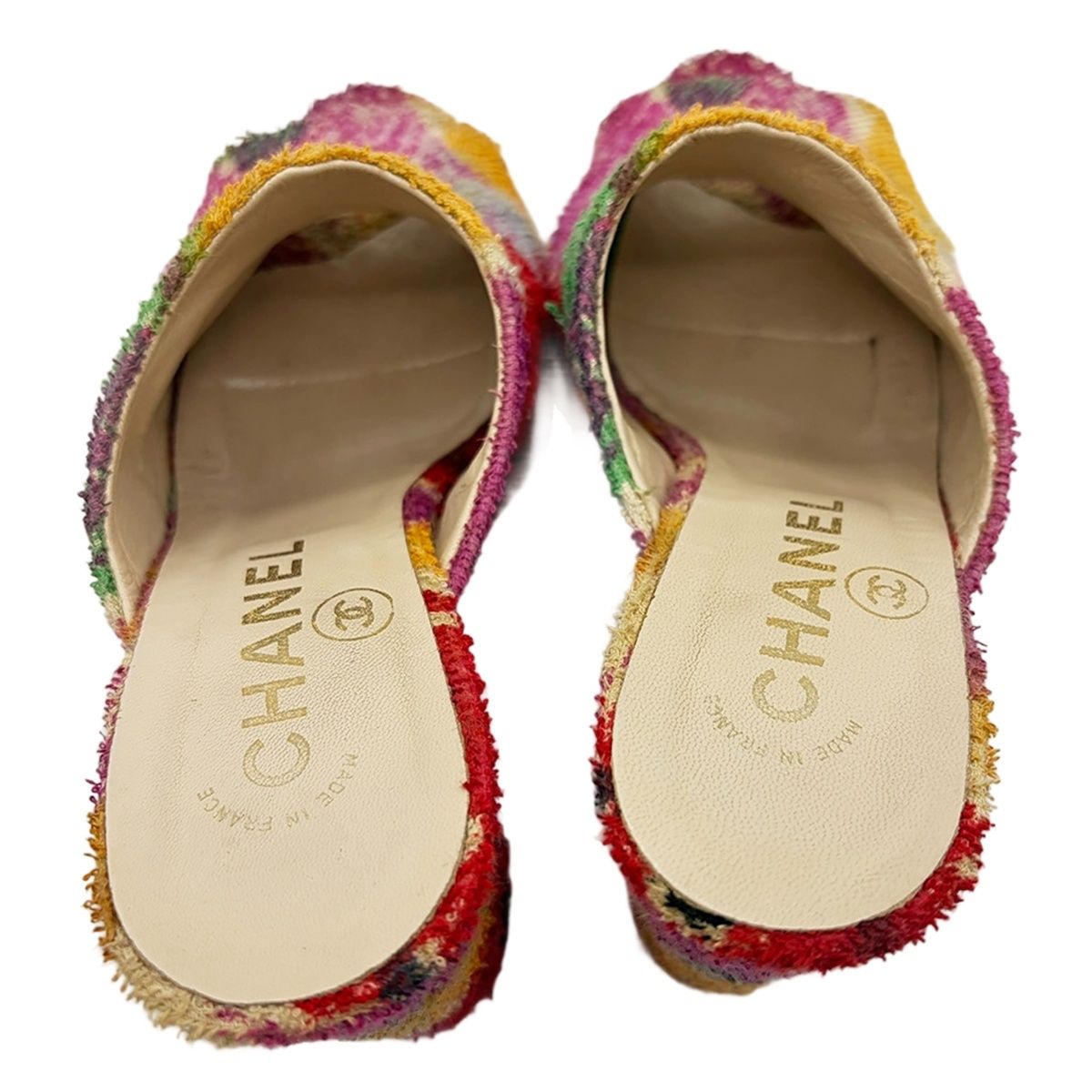 CHANEL 97P ココマーク パイル地 ミュール 37.5 約24cm A08800 マルチ