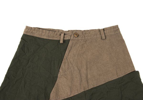 ワイズY's 異素材切替シワ加工ジャージーアシンメトリーサルエルパンツ