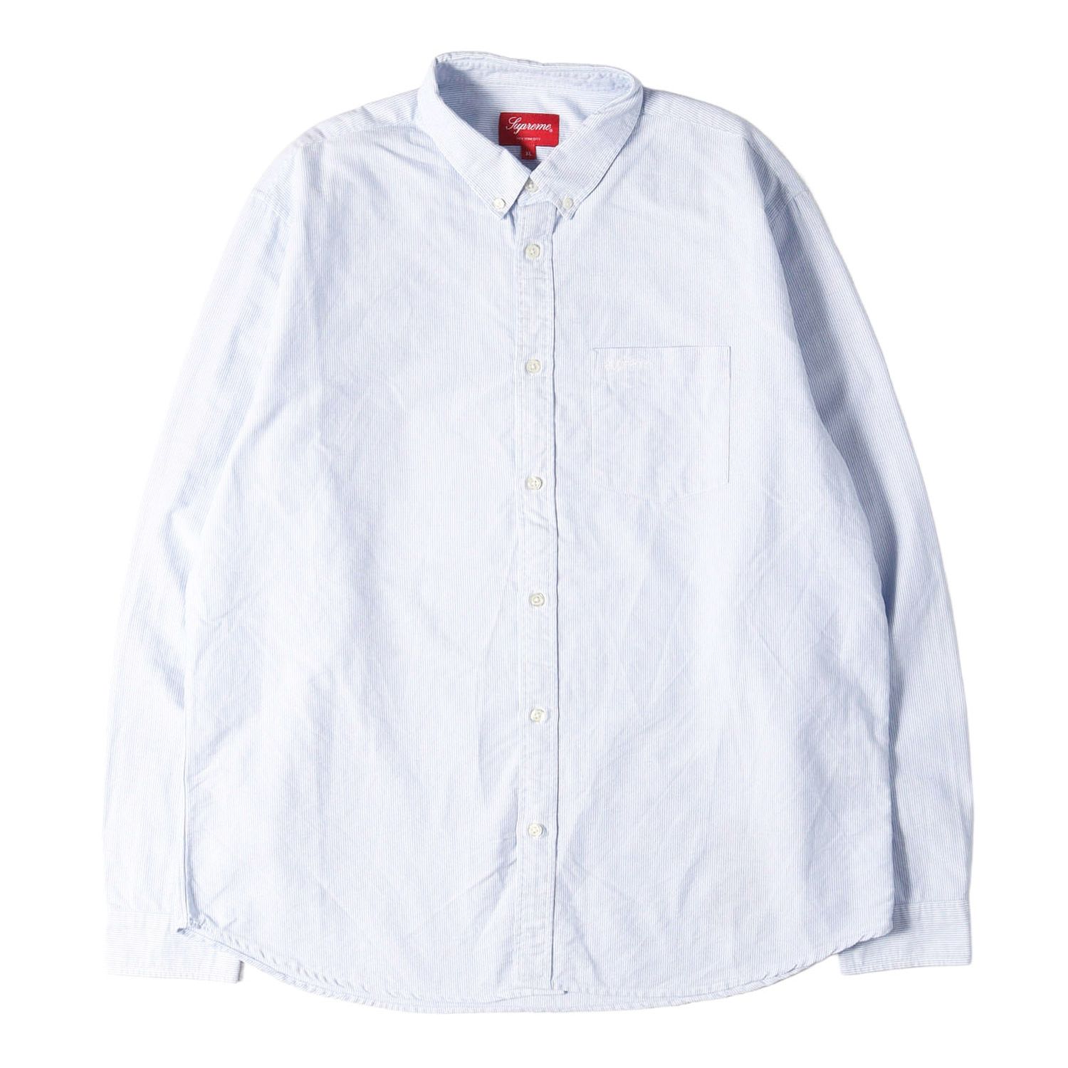 Supreme シュプリーム シャツ ブルー サイズ:XL | 21SS ストライプ オックスフォード ボタンダウン シャツ (Stripe Oxford Shirt) | トップス カジュアルシャツ【メンズ】【中古】