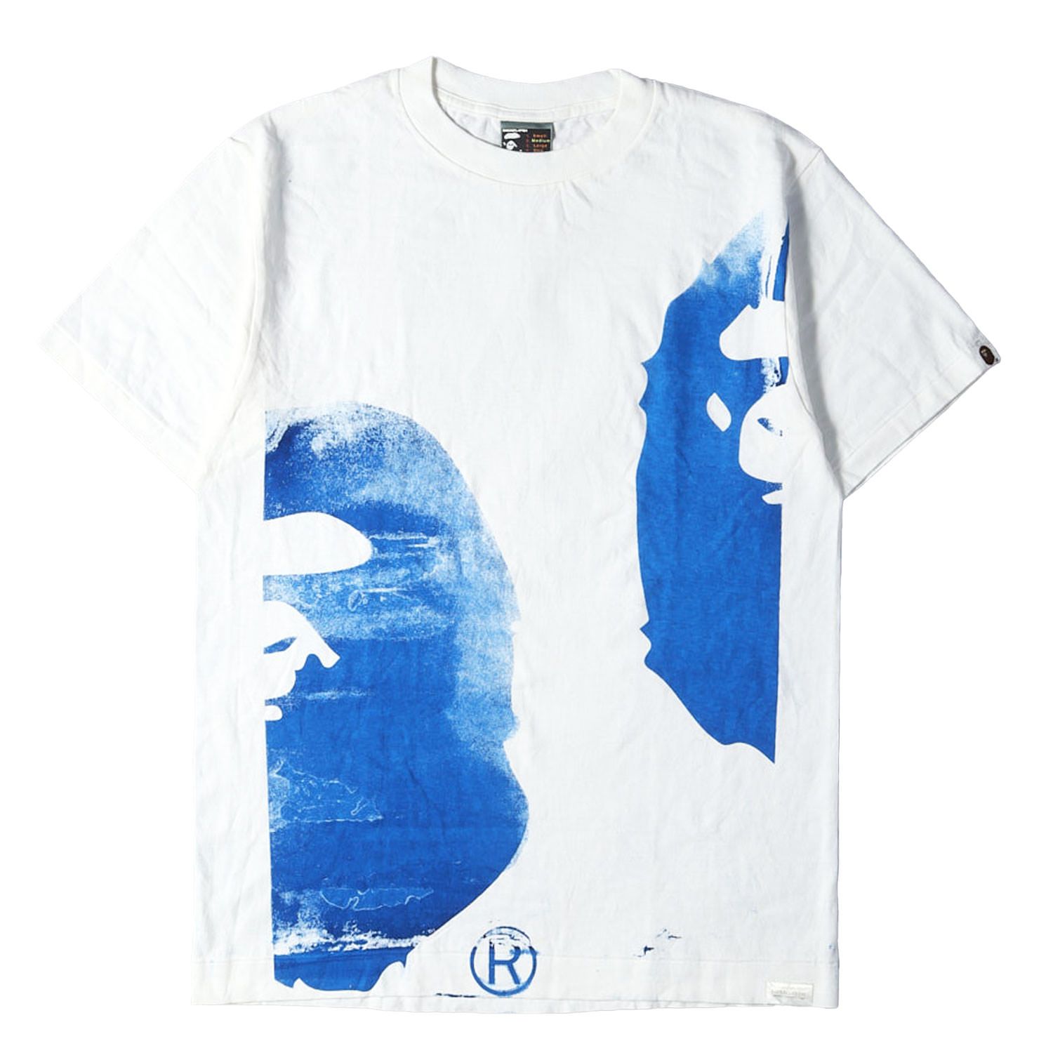 【新品】A BATHING APE ア ベイシング エイプ Tシャツ ホワイト 白 サイズ:M | 00s 100枚 青山限定 猿顔 手刷りプリント Tシャツ (デットストック) | トップス カットソー 半袖