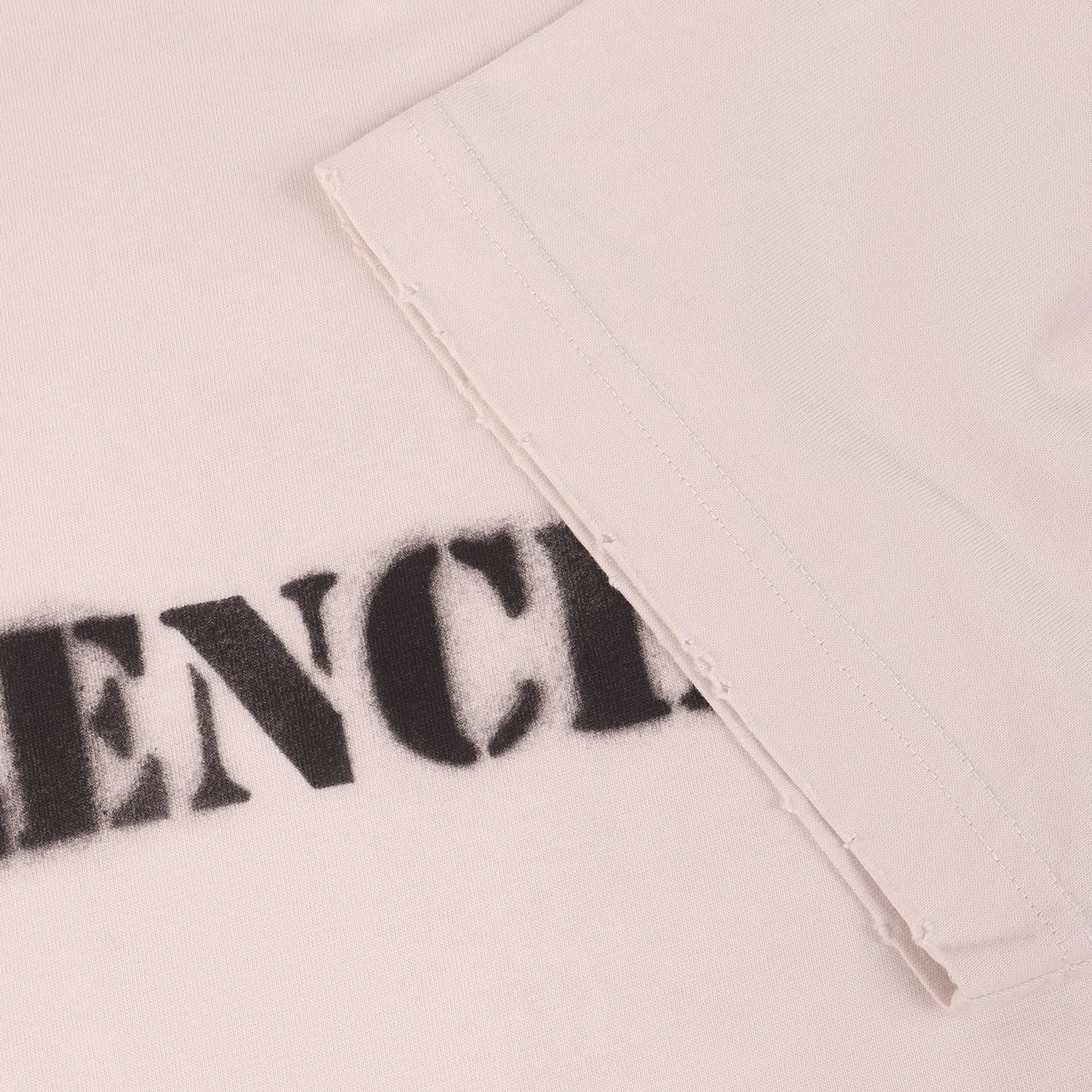 【美品】BALENCIAGA バレンシアガ Tシャツ アイボリー系 サイズ:S | 24SS ダメージ加工 ステンシルロゴ オーバーサイズ Tシャツ | トップス カットソー 半袖【メンズ】【中古】
