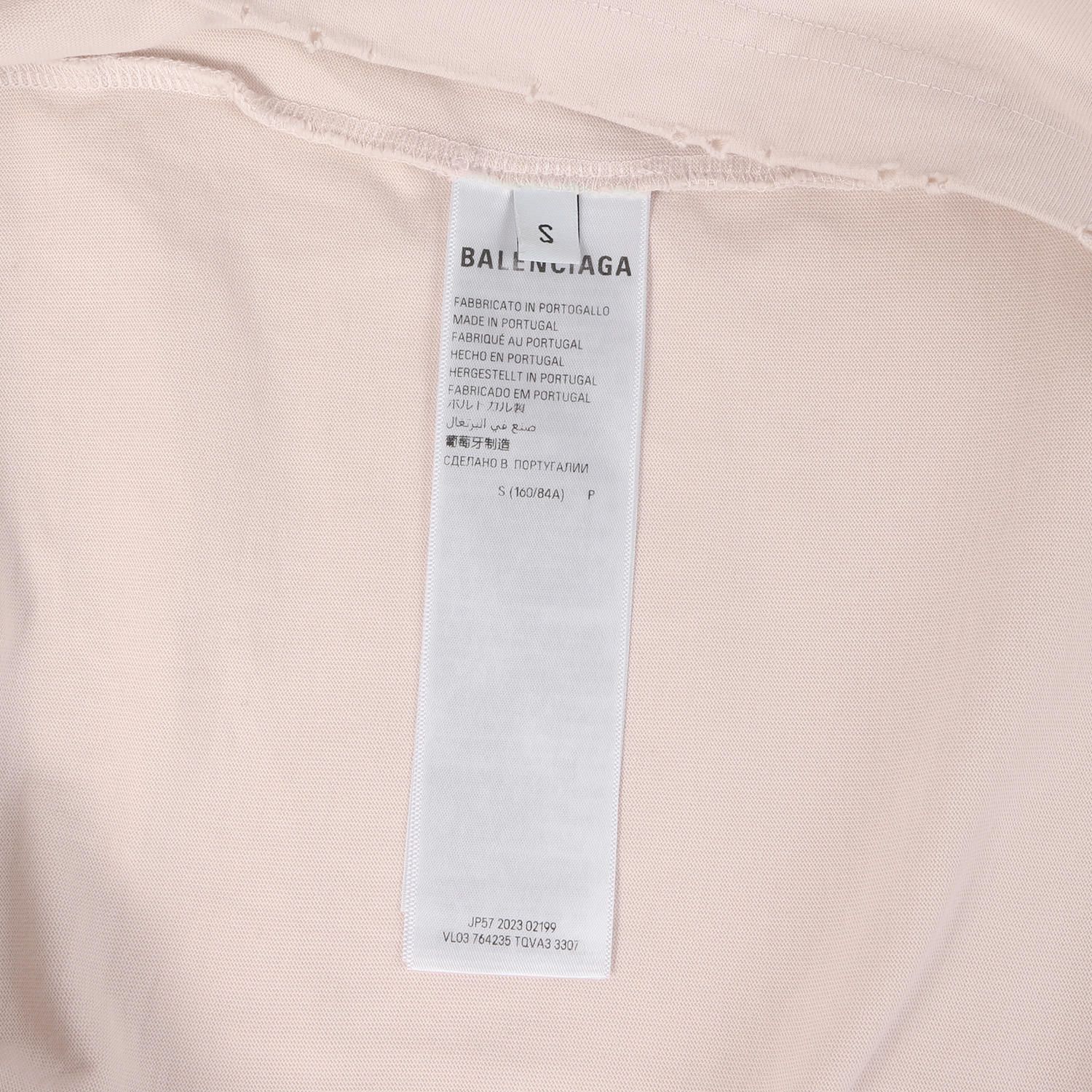 【美品】BALENCIAGA バレンシアガ Tシャツ アイボリー系 サイズ:S | 24SS ダメージ加工 ステンシルロゴ オーバーサイズ Tシャツ | トップス カットソー 半袖【メンズ】【中古】