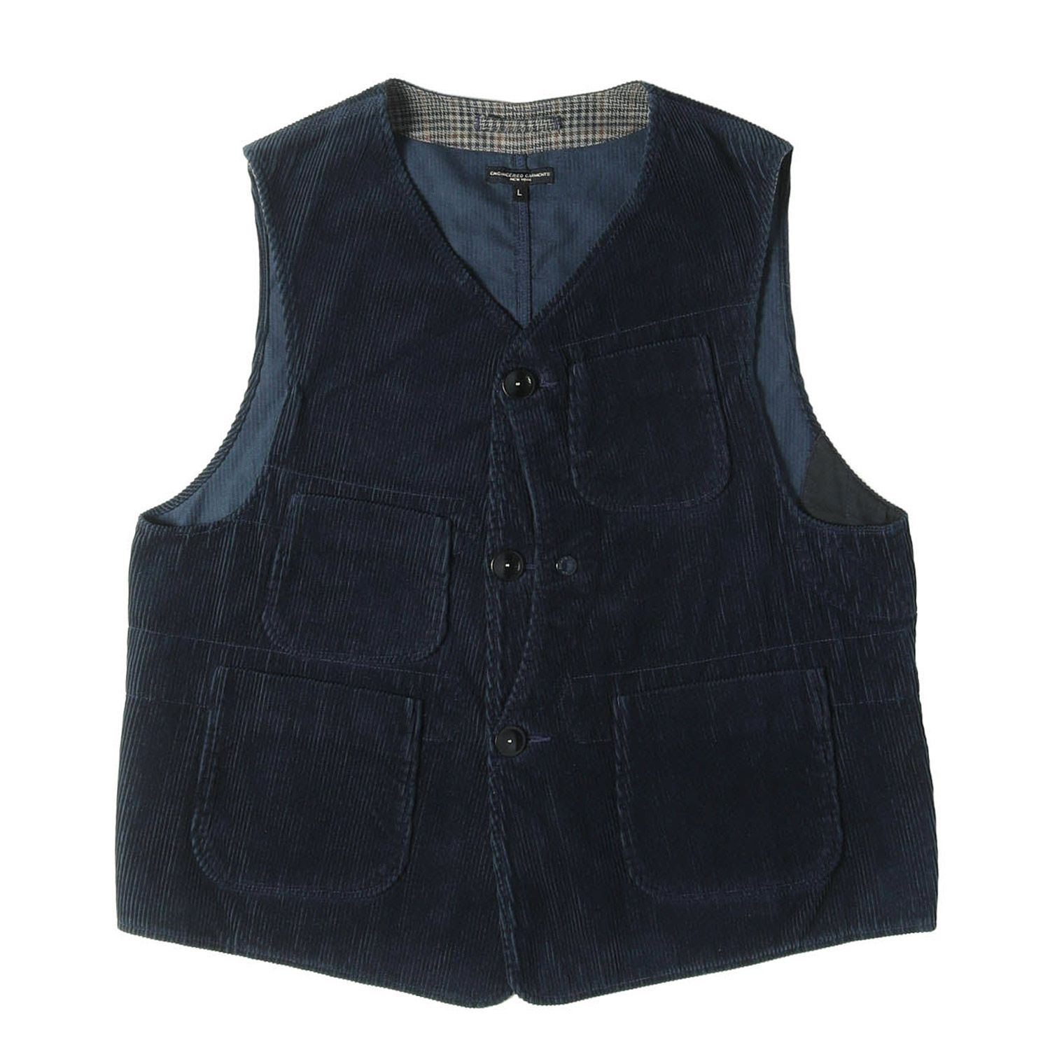 Engineered Garments エンジニアドガーメンツ ベスト ネイビー 紺 サイズ:L | コーデュロイ アップランド ベスト (Upland Vest Corduroy) | トップス USA製【メンズ】【中古】