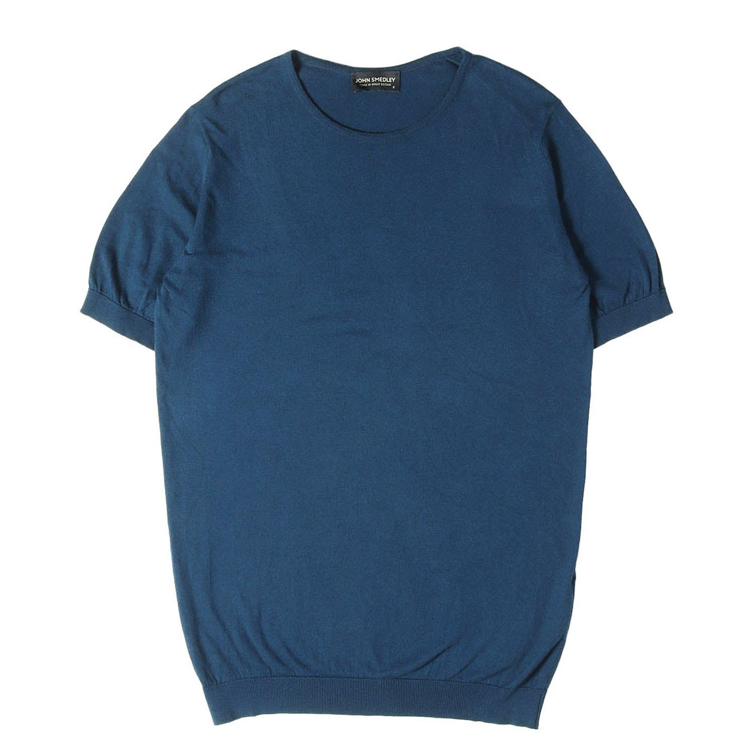 JOHN SMEDLEY ジョンスメドレー Tシャツ コバルトブルー サイズ:S | ハイゲージ コットンニット Tシャツ / MADE IN GREAT BRITAIN | トップス カットソー 半袖【メンズ】【中古】