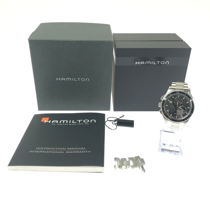 【中古品】 HAMILTON ハミルトン JAZZMASTER H375120 ジャズマスター デイトクォーツ 腕時計 余りコマ4個 【197-260607-na-01-tagh】