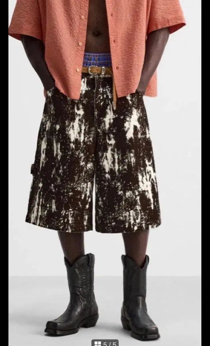 ZARA ザラ カウ パータン カーペンター バミューダ パンツ ハーフパンツ 29