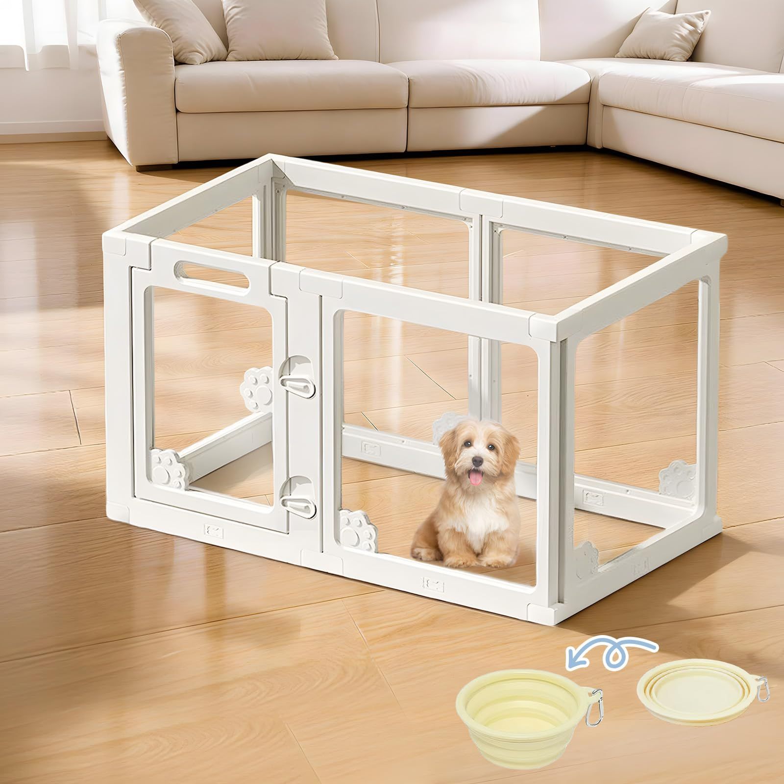ペットサークル 【全透明アクリル板】 ペットフェンス 吸盤付き 高さ60cm 折りたたみ 犬用フェンス ドア付き ペット サークル 組立簡単 パネル 滑り止め 逃げ防止 中型犬 小型犬 傷つきにくい 丈夫 可愛い 一年保 証 幅50×奥行10 2b0f4f66