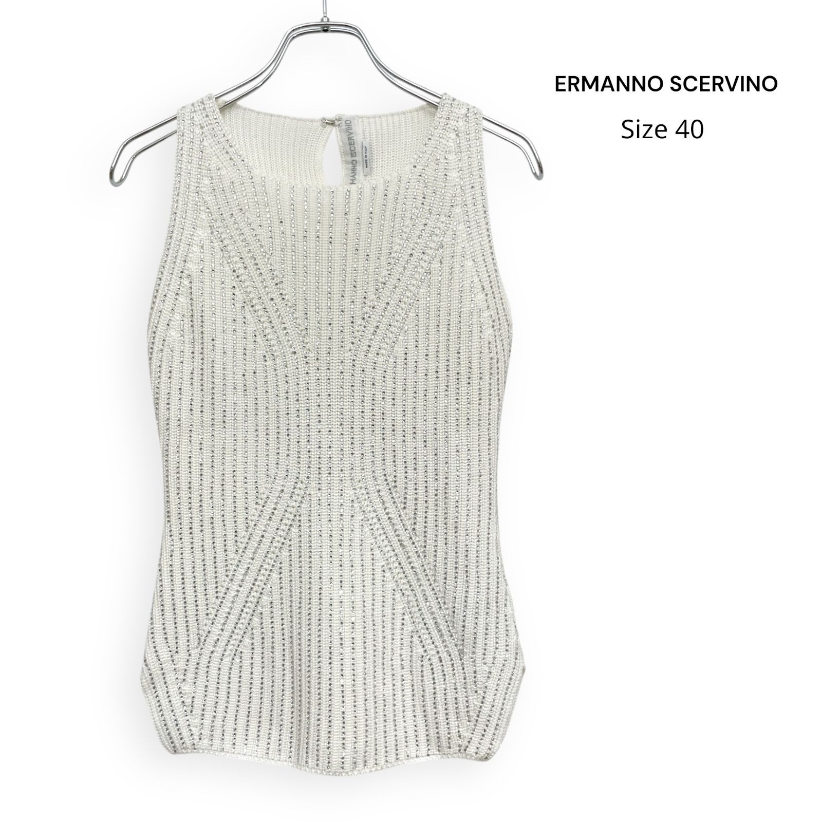 ERMANNO SCERVINO エルマンノ シェルヴィーノ ラインストーン コットン ニット Size40