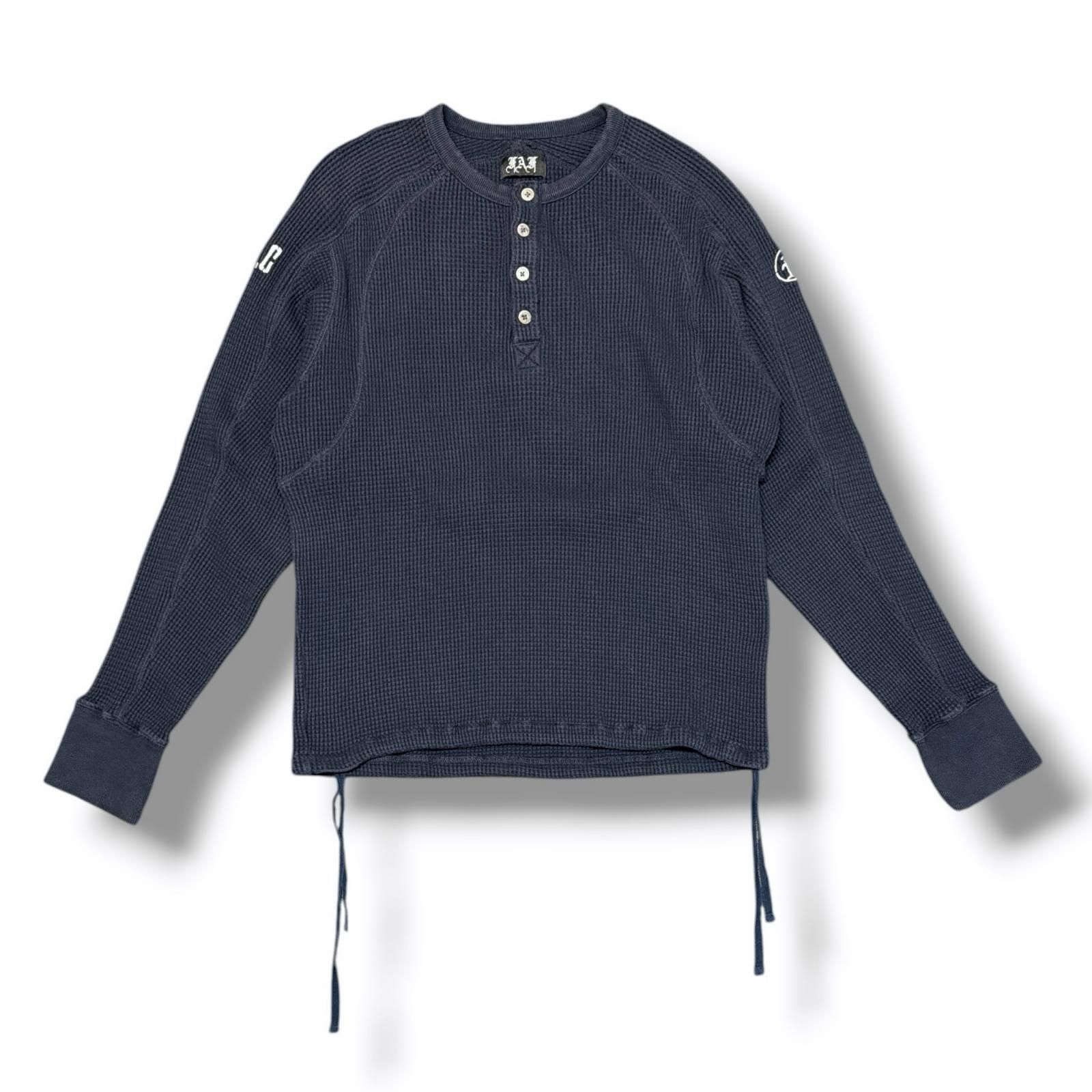 参考上代22000円 FAF(Fake As Flowers) THERMAL HENLEY SHIRTS サーマルヘンリーシャツ エフエーエフ(フェイクアスフラワーズ) 002341203 ネイビー M （18339M）