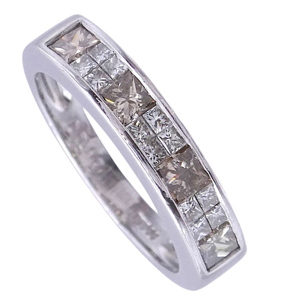 リング Pt900 ダイヤモンド合計0.90ct プリンセスカット 13号