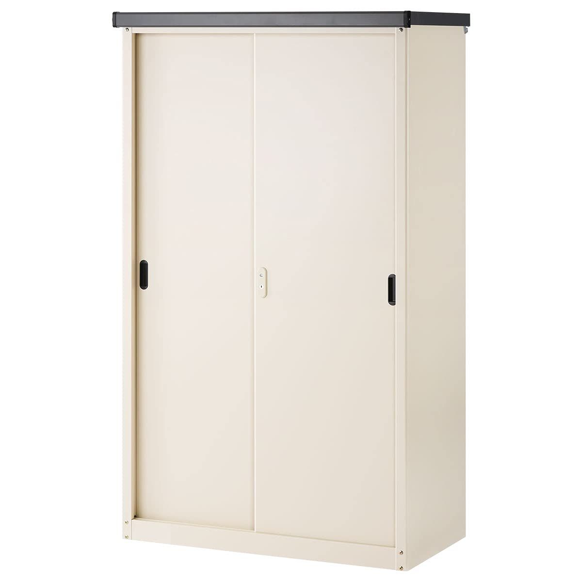 ぼん家具 物置 屋外 倉庫 大型 鍵付き 幅92.7×奥50.4×高155cm スチール 撥水 収納庫 縦タイプ 軍手付き アイボリーJu