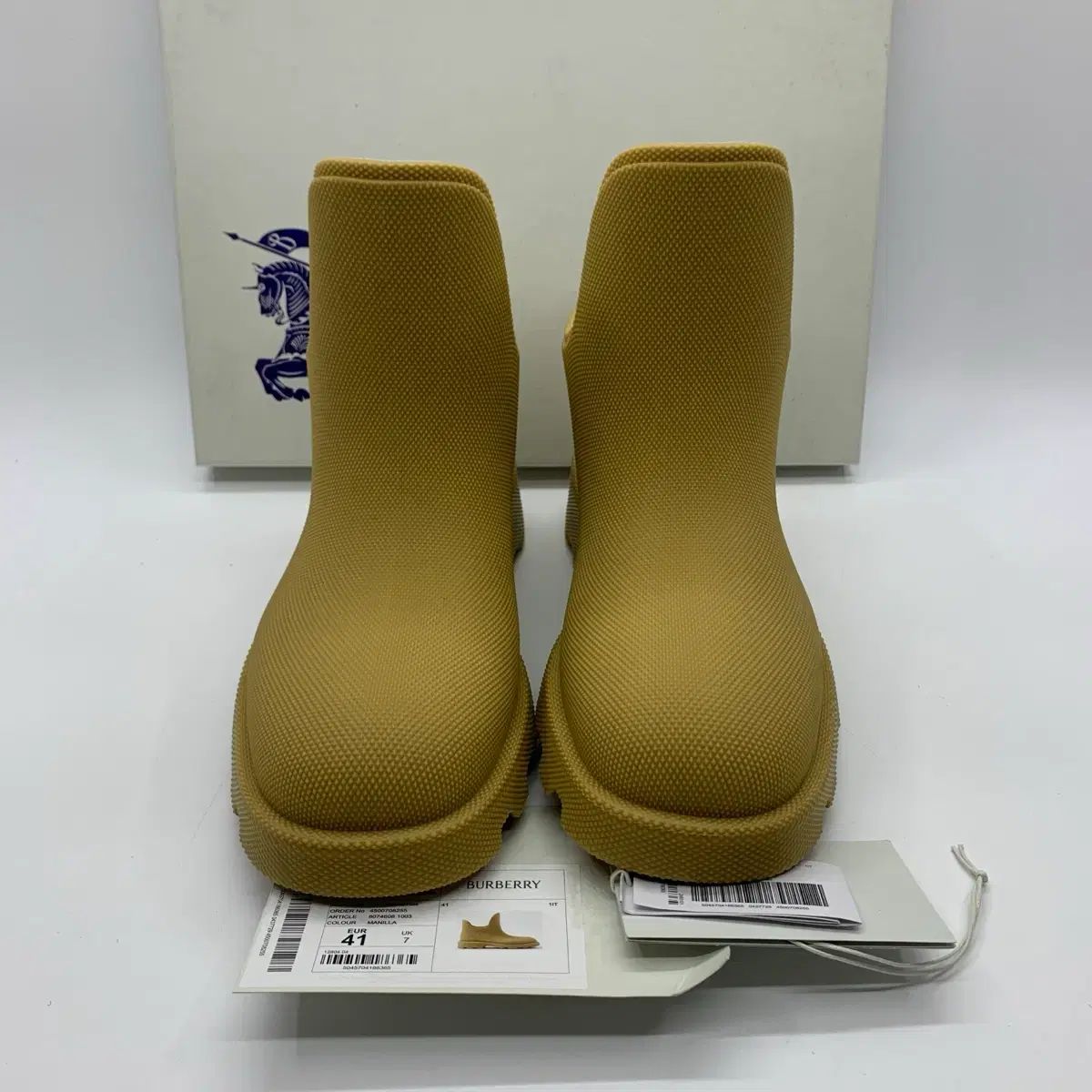 267001810 BURBERRY ラウンド トゥ スリッポン アンクル レインブーツ 8074608
