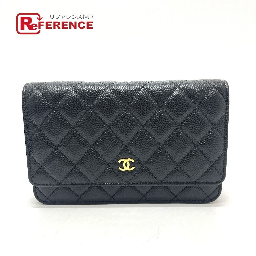 CHANEL シャネル ショルダーバッグ ココマーク チェーンウォレット AP0250 キャビアスキン ブラック