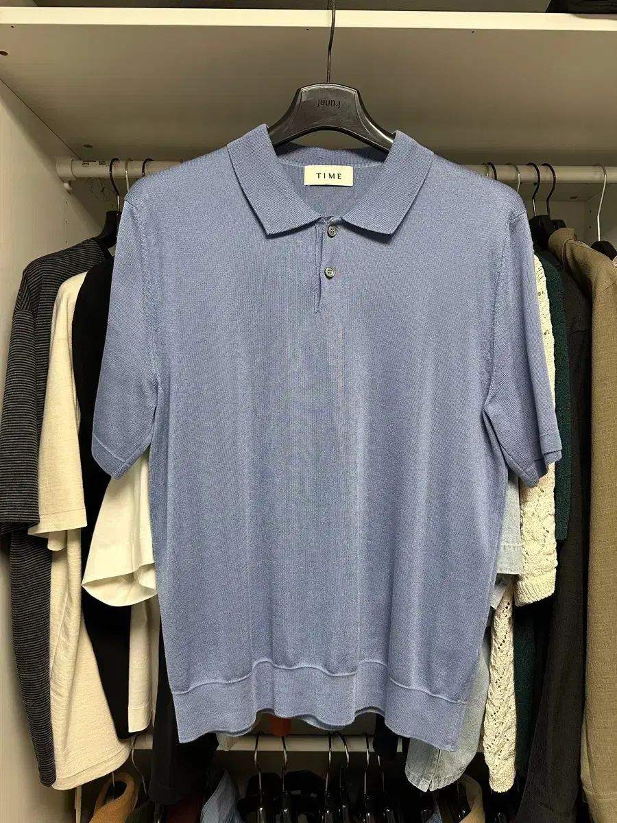 TIME HOMME 22ss シルク カラーTシャツ ブルー / 100