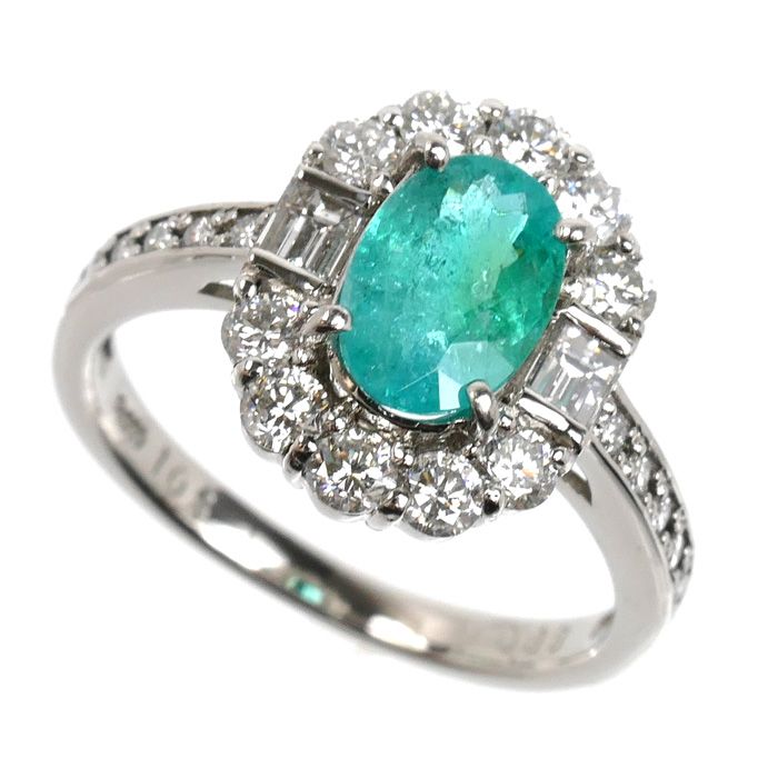 Pt900プラチナ リング・指輪 パライバトルマリン1.03ct ダイヤモンド0.88ct 12.5号 6.0g レディース 中古