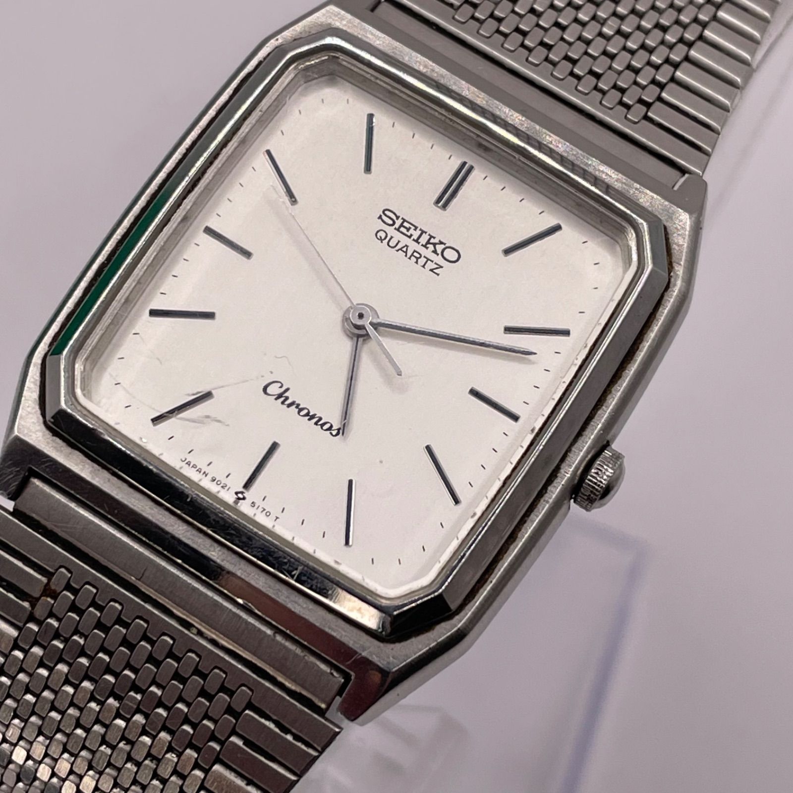 SEIKO セイコー Chronos 9021-5130 シルバーゴールド 腕時計 スクエア