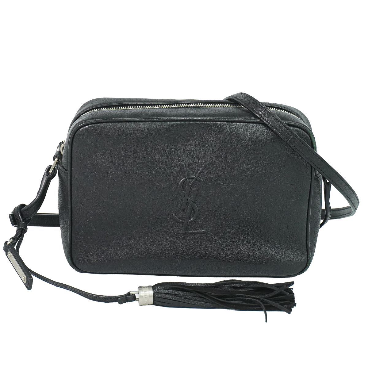 本物 サンローラン SAINT LAURENT ルー ショルダーバッグ ポシェット カメラバッグ レザー ブラック 520533 Lou バッグ 中古・