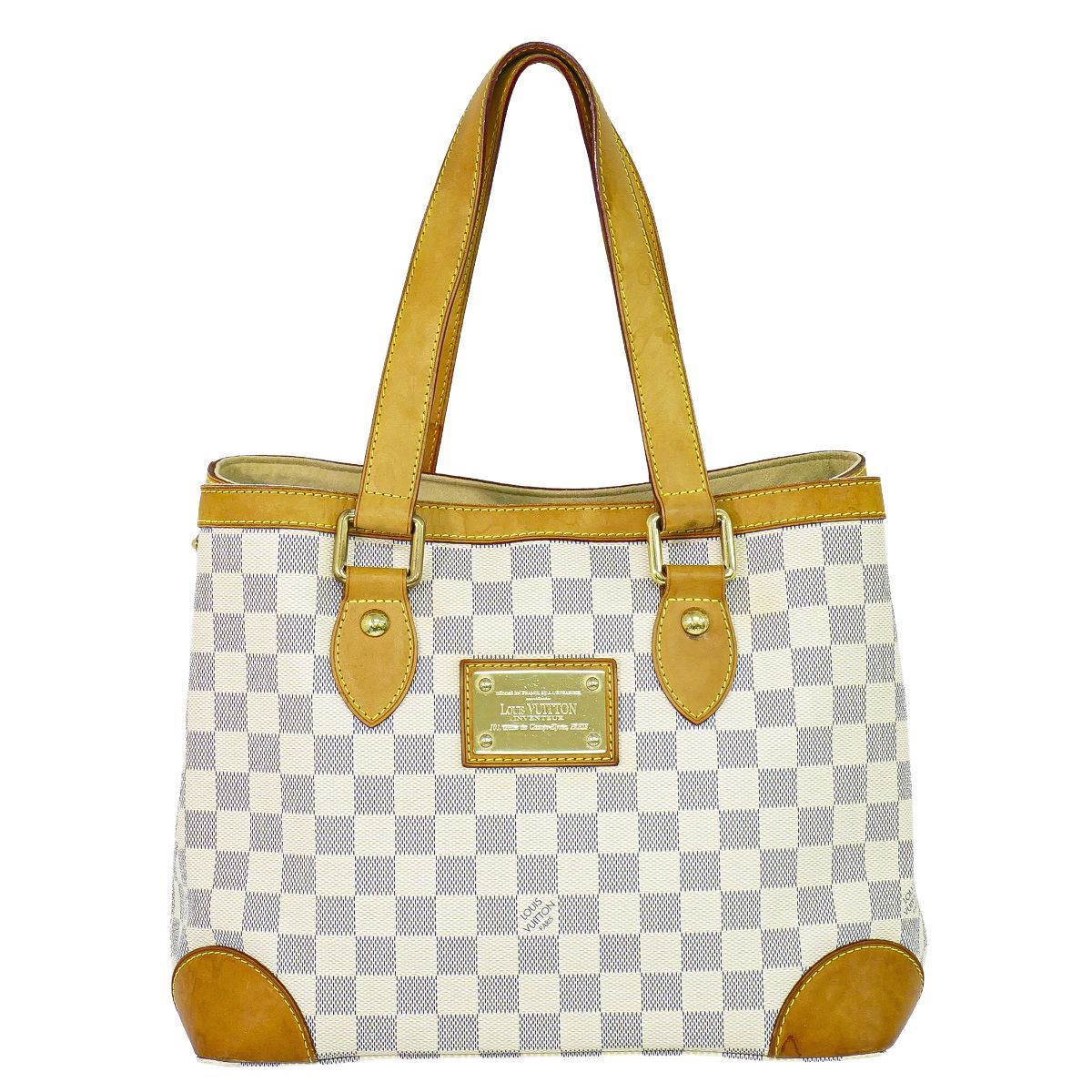 本物 ルイヴィトン LOUIS VUITTON LV ハムステッド PM ダミエ アズール トートバッグ ハンドバッグ ホワイト N51207 ビトン バッグ 中古・