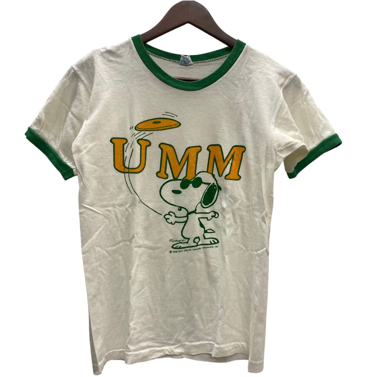 チャンピオン Champion 70's USA製 バータグ スヌーピー リンガー Tシャツ ホワイト Mサイズ 201MT-6113 VB