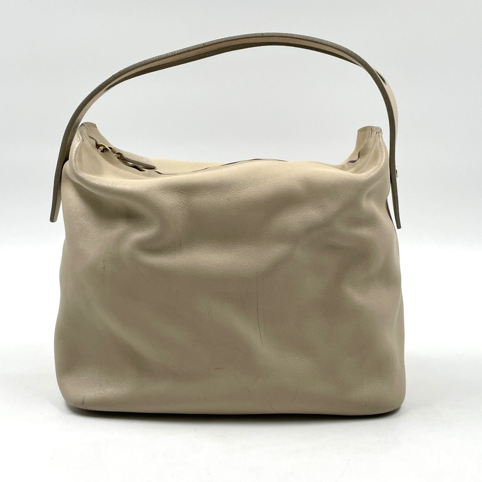 ロエベ LOEWE ハンドバッグ トートバッグ レザー ナッパ アイボリー系 アナグラム 保存袋付き 19x21x15cm 訳あり 【NK060513】