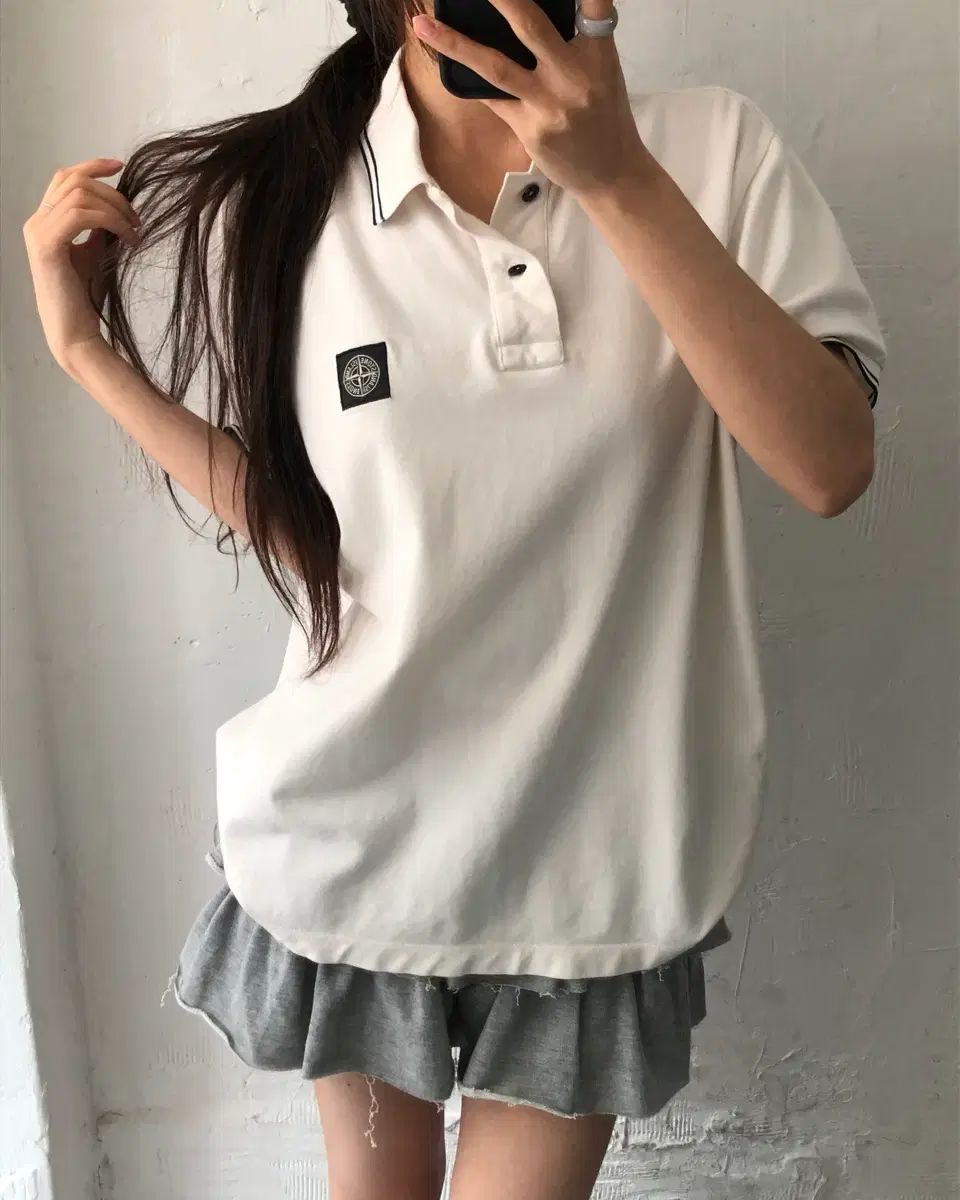 ストーンアイランド アイボリーカラー スリムフィット PK ポロTシャツ