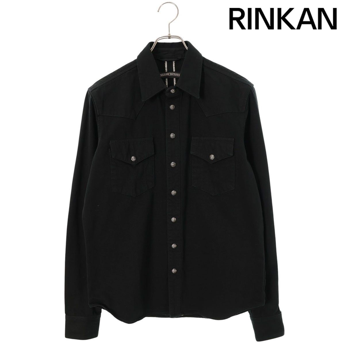 クロムハーツ DENIM WESTERN デニムウエスタン 袖クロスパッチクロスボールボタンデニム長袖シャツ メンズ SM（JVP)
