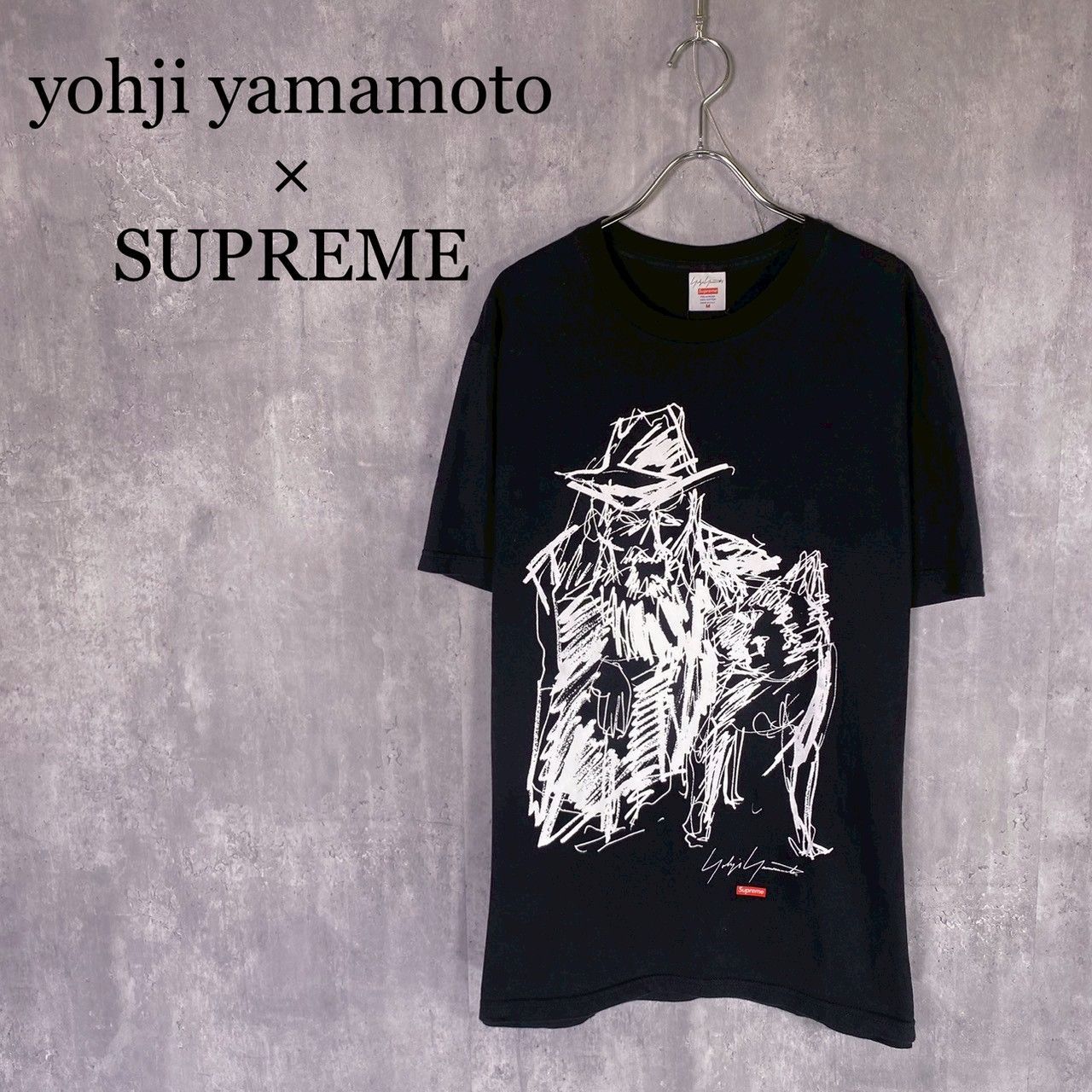 『YOHJI YAMAMOTO × SUPREME』ヨウジヤマモト × シュプリーム (M) 山本耀司グラフィックTシャツ カットソー