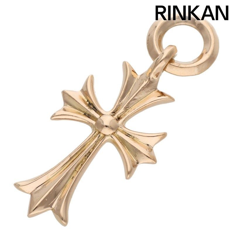クロムハーツ 22K TINY CH CROSS/タイニーCHクロス チャーム/ゴールドネックレストップ メンズ