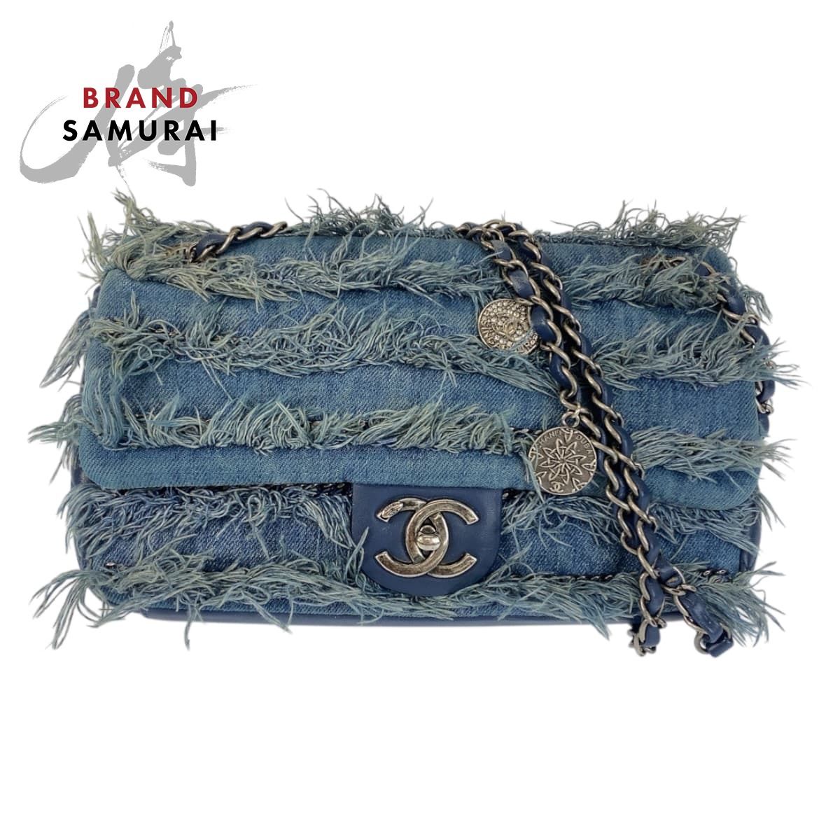 美品 CHANEL シャネル ココマーク ターンロック ブルー シルバー金具 