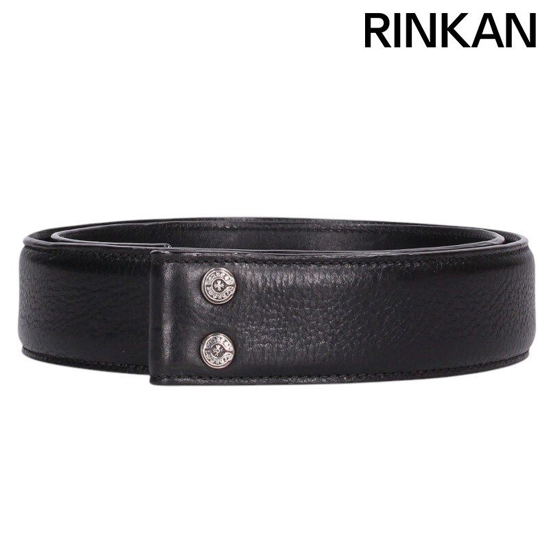 クロムハーツ 1.5 STRAP/1.5inchスクロールレーベルリベッツ レザーベルト メンズ 30インチ